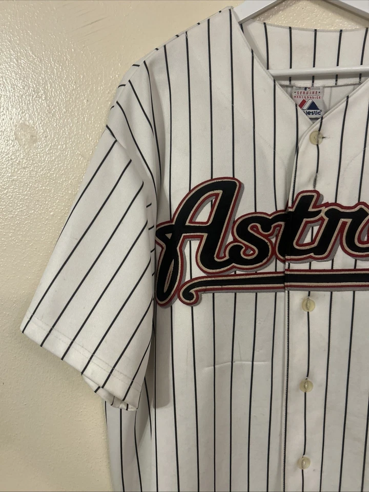 Vintage MLB Houston Astros Majestic Baseball Jersey Men's XXL White Pin Stripe - Image 4 of 4