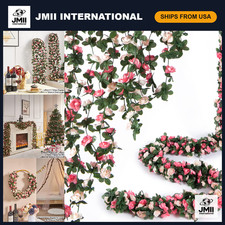 8Pcs 8.2FT Pink Artificial Flower Garland Vine Decor - Floral Home Wedding Decor
