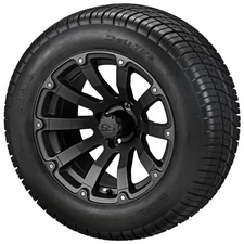 (4) Golf Cart 215/50-12 Deli Street Tires on 12x7 Matte Black Beast Wheels