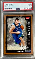 Fleer 2008-09 Kevin Love #205 Rookie PSA 9 Minnesota Timberwolves Card. rookie card picture