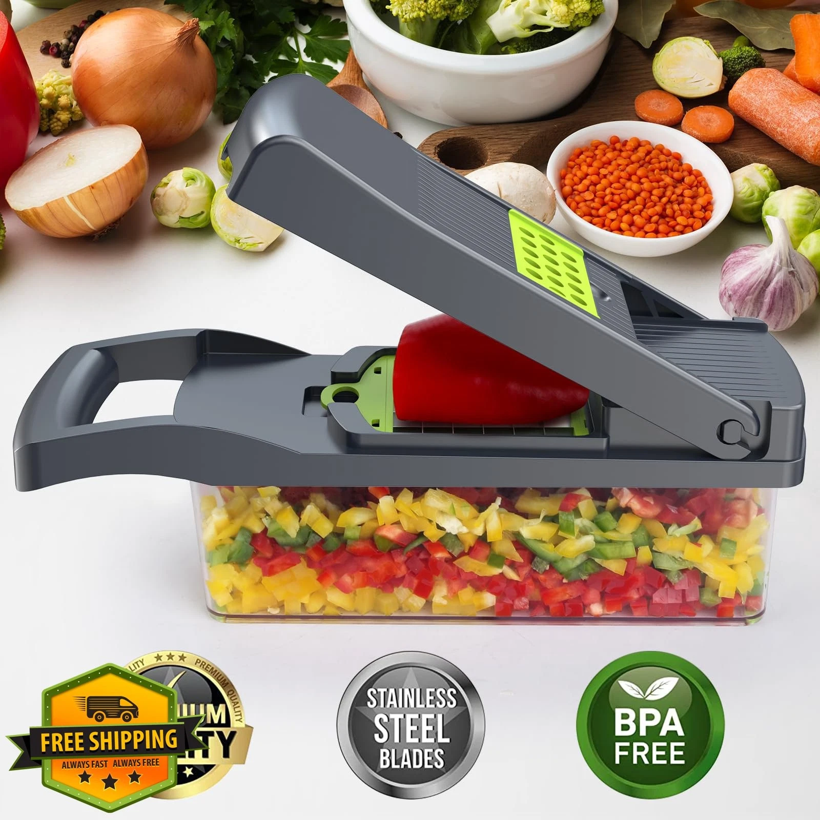 Putsea Vegetable Chopper Pro Mandoline Slicer 7 Blades Kitchen Gadget