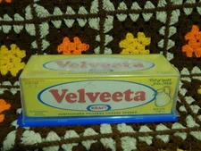 Kraft Velveeta Cheese 1984 Box + Clear/Blue Plastic Storage Keeper Container