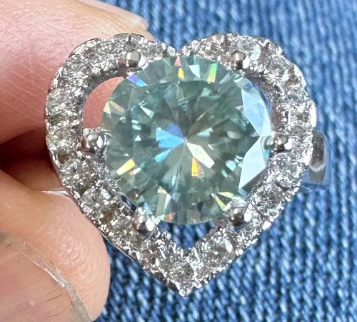 2.53 Ct Ice White Round Moissanite Diamond Wedding Ring Sterling Silver Size 7