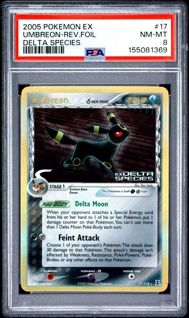 POKEMON 2005 DELTA SPECIES EX UMBREON 17/113 REVERSE HOLO STAMPED PSA 8 