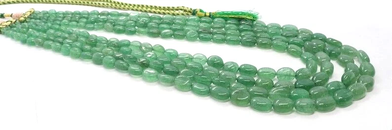 Original A++ Russische Emarald Oval Edelstein Perlen 4 Strang Halskette Mädch... - Bild 4 von 4