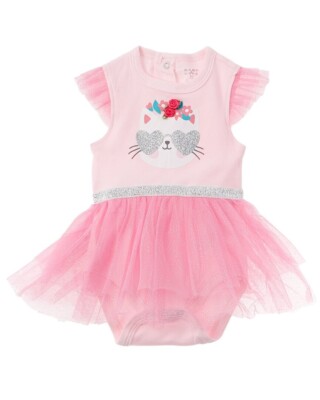 Bon BeBe Baby Pink Tutu Snap Bodysuit Dress Pink, Ballerina Size 0-3 Months NEW