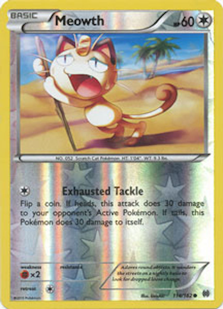 Meowth 114/162 XY Breakthrough REVERSE HOLO MINT! Pokemon