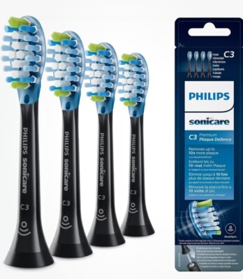 Philips Sonicare C3 Premium Plaque Bürstenköpfe für Schallzahnbürste 4 St. Black