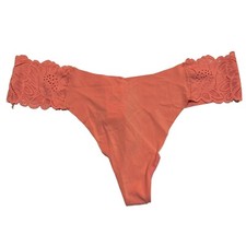 NWT AERIE Thong Sz M-L-XL Salmon Orange Lace Sides