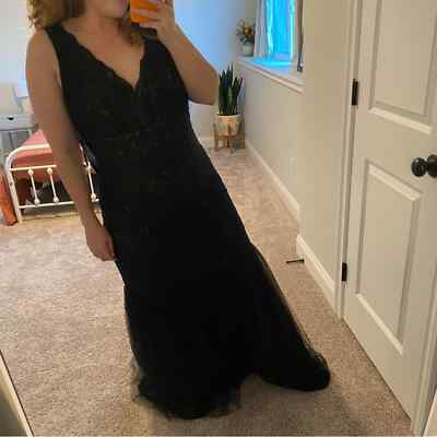 NWT ML Monique Lhuillier Black Lace Trumpet Maxi Gown 16 | eBay NWT ML Monique Lhuillier Black Lace Trumpet Maxi Gown 16 | eBay