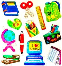 SCHOOL SUPPLIES Glittery Sandylion Stickers- 1 square