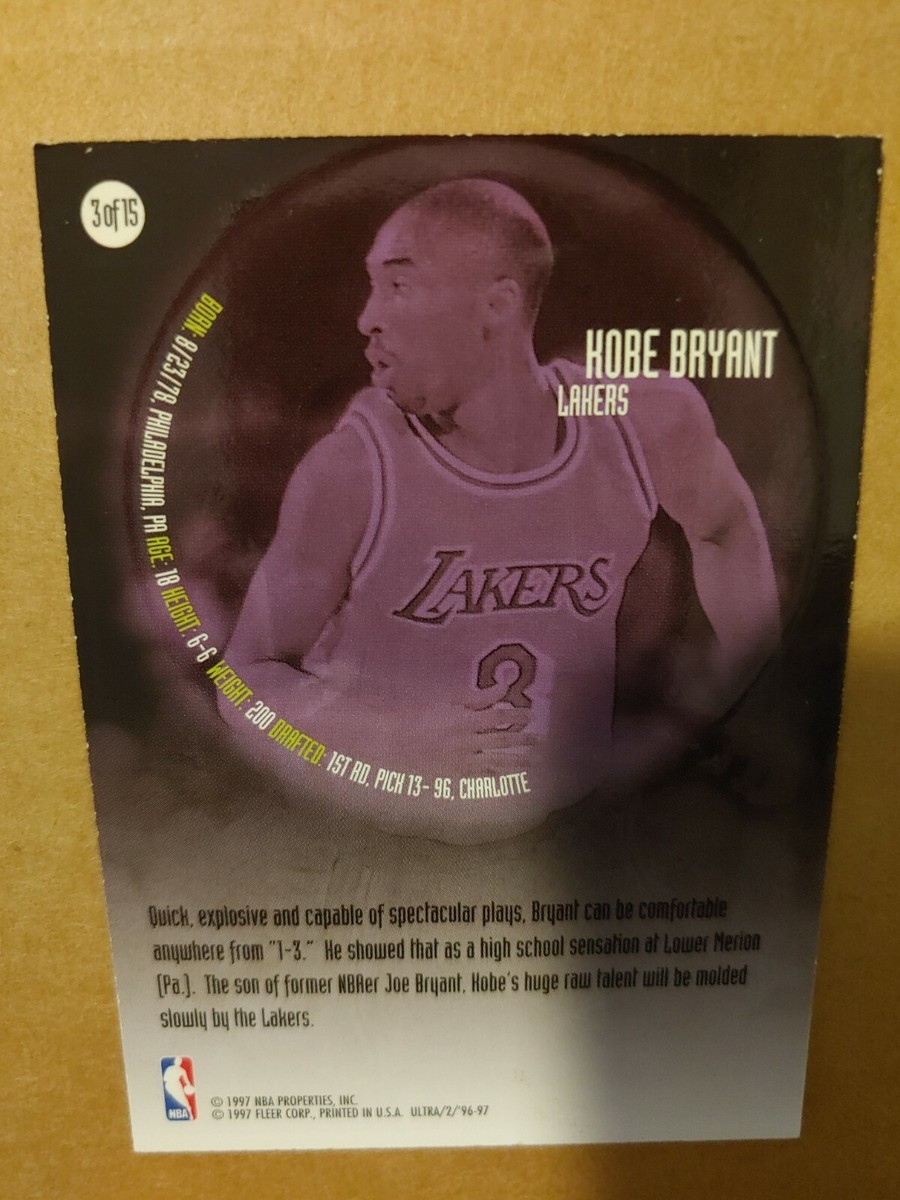 1996-97 Fleer Ultra All-Rookie #3 of 15 Kobe Bryant RC Lakers
