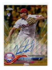 2018 TOPPS CHROME VICTOR ARANO RC ROOKIE GOLD WAVE AUTO /50 PHILLIES