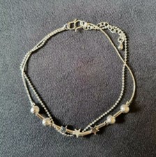 925 STERLING SILVER FILLED BEAD & STAR CHARMS ANKLET/BRACELET FREE GIFTBOX.