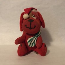 VINTAGE DREAM PETS STUFFED SANTA DOG CHRISTMAS Plush 5.5  H Japan Kitschy