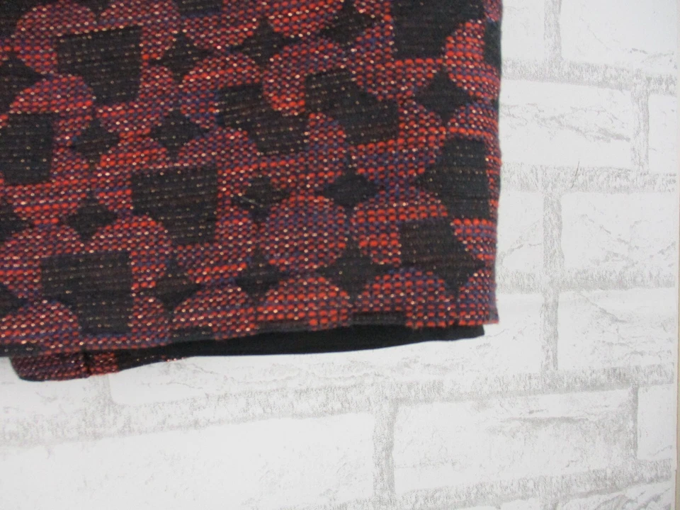 Marcs womens pencil skirt red black blue print 8 metallic - Image 3 of 4