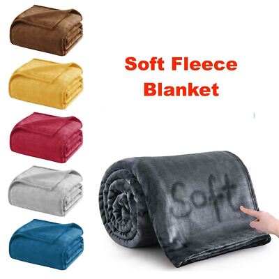 Fleece Nerz Überwurf warm super weich uni groß Bett Decke Sofa Double King Size