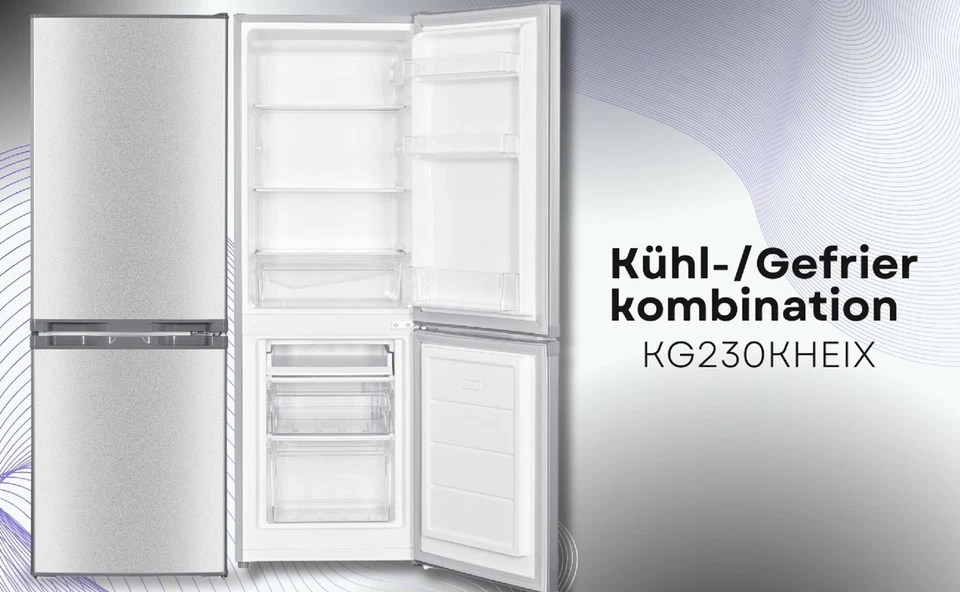 PKM Kühlgefrierkombination KG230KHEIX 173L Inox silber Kühlschrank LED - Bild 3 von 4