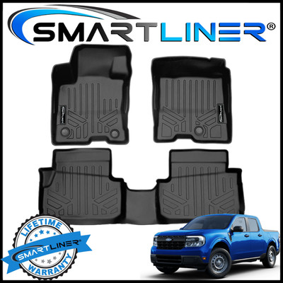 SMARTLINER Custom Fit Floor Mat Liners Set 2022-2025 Ford Maverick Hybrid BLACK