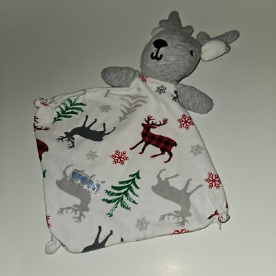Max & Olivia Gray Reindeer Plush Mini Lovey Baby Toy Trees Snowflakes Winter