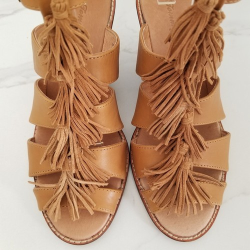 Tommy Bahama Womens Wedge Heels Sandal Open Toe Tan Leather Buckle Shoes Sz 7.5 - Picture 9 of 12
