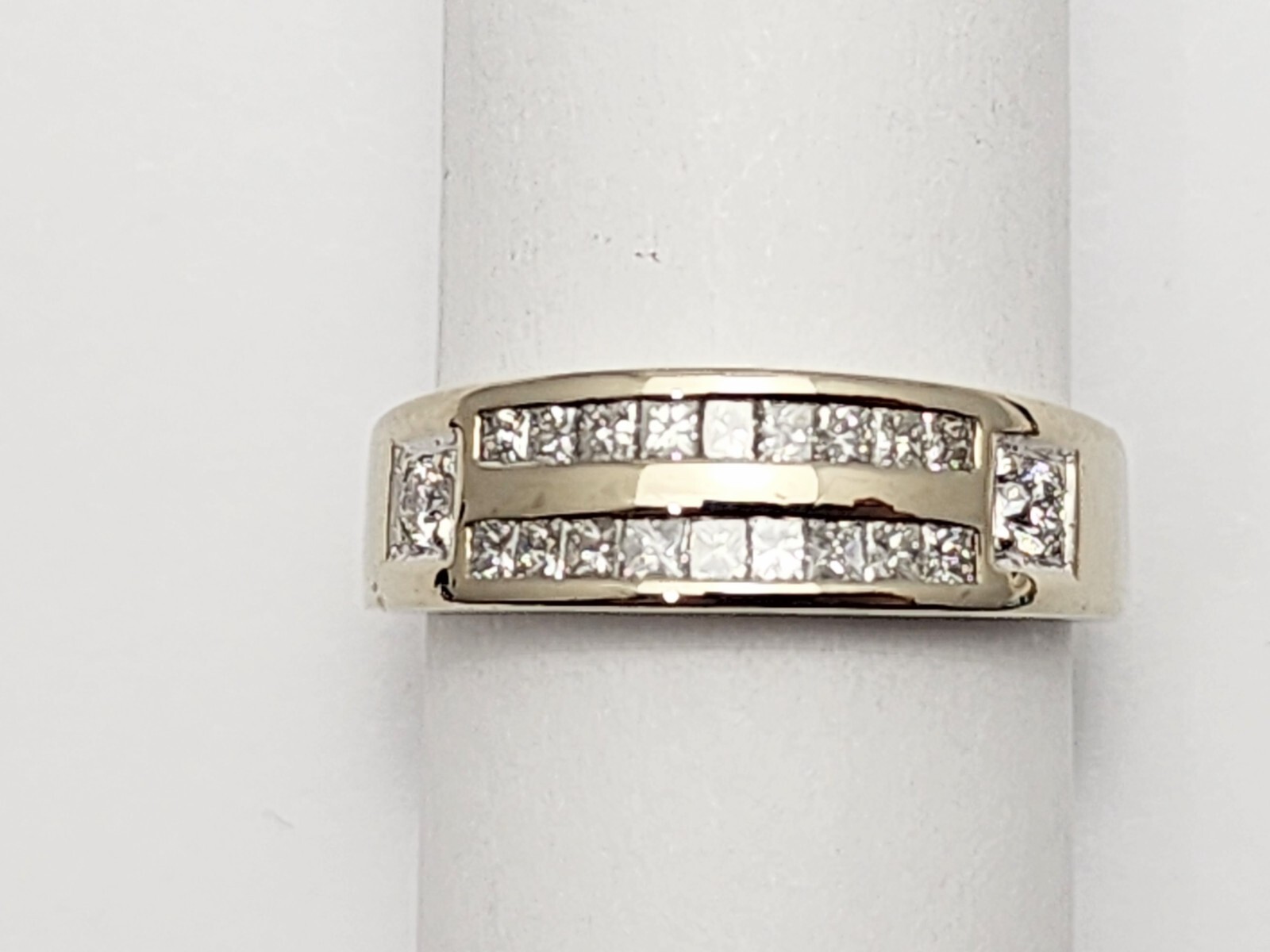 14K Solid White Gold Designer Princess Cut Diamon… - image 6