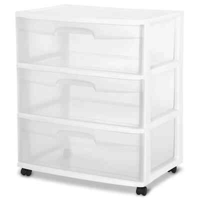 Sterilite Wide 3 Drawer Cart White Single unit option Wheeled New Upgrade ...+++