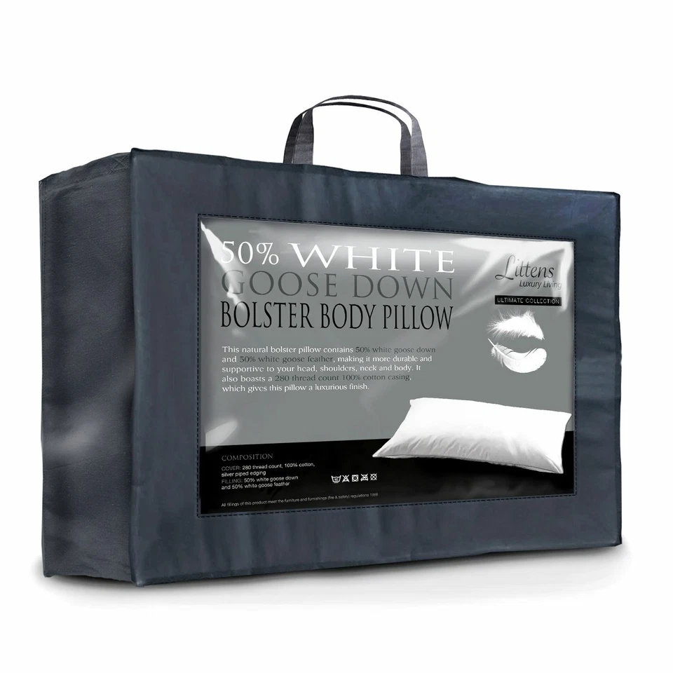LITTENS 50 % Gänsedaunen Nackenrolle Schwangerschaftskissen 280 Fäden Baumwolle 4 Fuß 6 doppelt, 50 cm x 135 cm