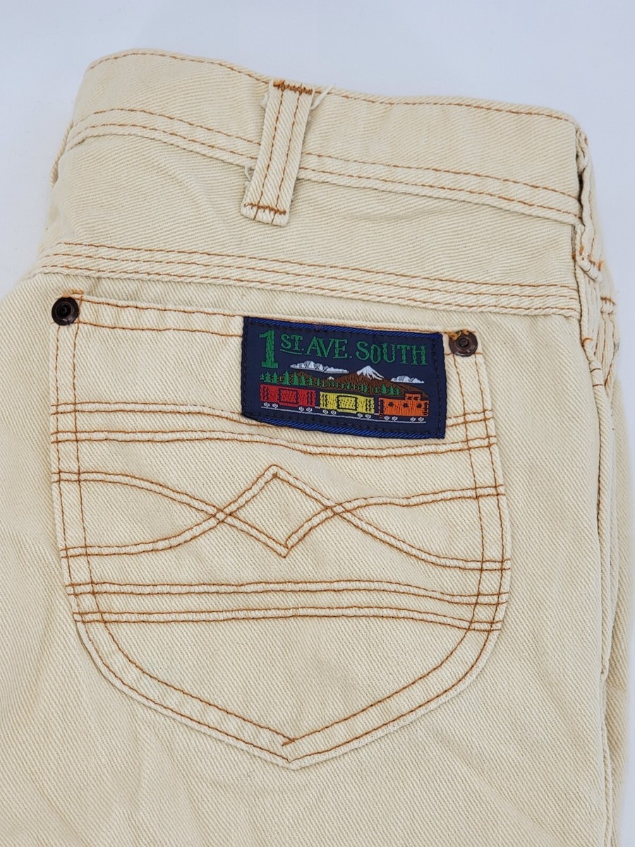 Vtg 1st Ave South Yellow Jeans Denim Pants High Waste Straight Leg