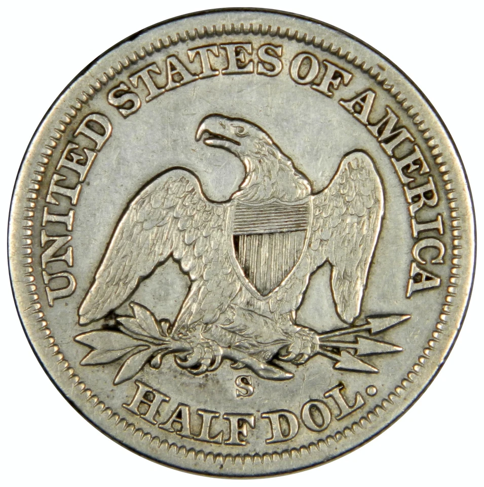 1860-S SEATED LIBERTY HALF DOLLAR ~ SCARCER MEDIUM S MINT MARK! ~ NICE XF! - Image 2 of 2