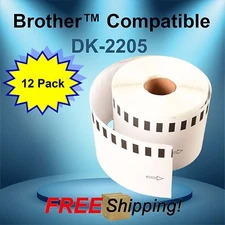 12 Rolls Labels123 Brand-Fits BROTHER DK 2205 P-Touch QL700  QL500 Printers