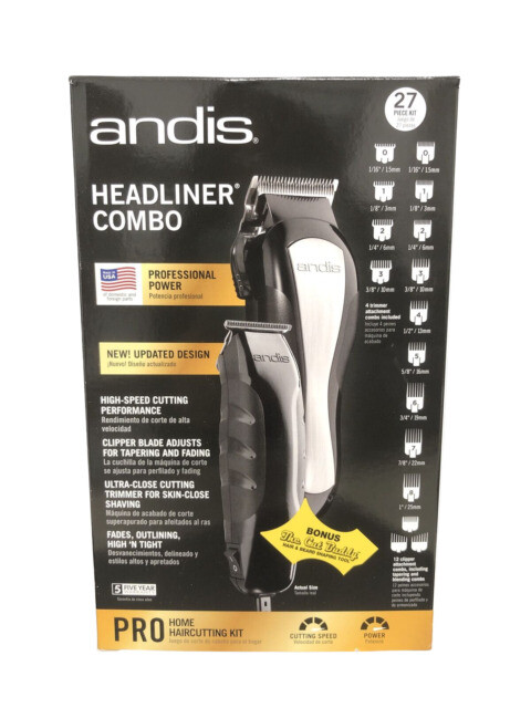 Andis 68135 Trimmer Hair Cutting Set - Black/Silver Brand New