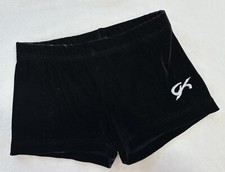GK Elite SHORTS Leotard BLACK Velvet Velour Gymnastics MINI Bar CHEER Child CL