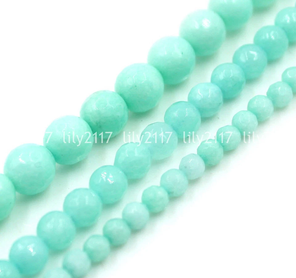 Cuentas sueltas redondas de piedras preciosas de jade facetadas multicolores de 4/6/8/10 mm filamento AA de 15"" Foto 2 de 4
