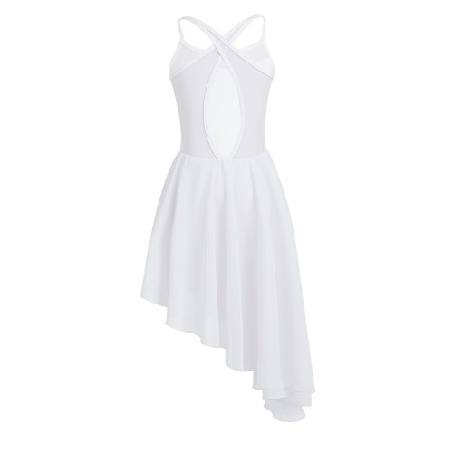 UK Girls Lyrical Ballet Skirt Chiffon Criss Cross Back Dress Sleeveless Leotard - Picture 68 of 74