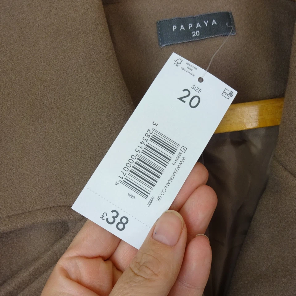 Abrigo Papaya Talla 20 Marrón Beige Chaquetón Doble Pecho Largo Medio Inteligente Informal Foto 3 de 4