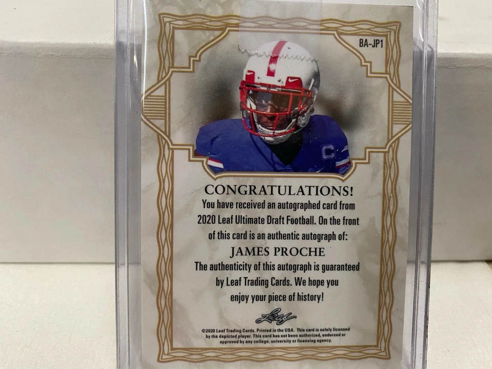 2020 Leaf Ultimate Draft James Proche XRC 23/25 RC Auto Card #3406 - Image 2 of 4
