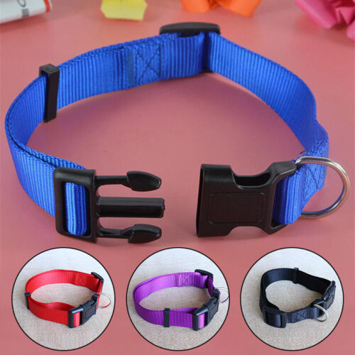 Pet Dog Collar Small Cat Collar Nylon Adjustable Solid Color Kitten Puppy Supply - Picture 1 of 16