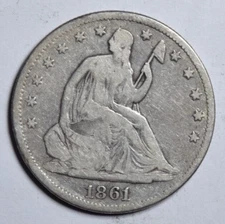 1861 SEATED HALF DOLLAR - NICE VG ~ PRICED RIGHT!