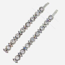 USA Simple Bobby Pin Clip Rhinestone Crystal Hairpin Wedding Elegant Silver A6