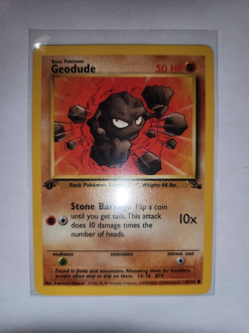 Pokémon TCG Geodude Fossil 47 Regular 1st Edition Common NEAR MINT