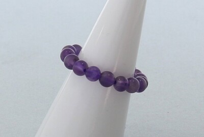  Amethyst frozen Edelstein Fingerring Ring Kugel Perlengröße Ø 4mm | Elastik Ban