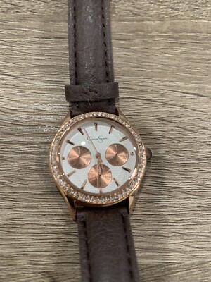 Jessica Simpson Rose Gold Color Rhinestone Bling Womens Watch Metal JSB0036RG