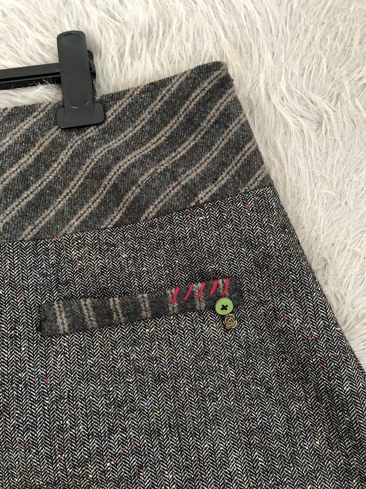 Joe Browns Brown/grey Knee Length Tweed Style Wool Skirt Size 16 Fully