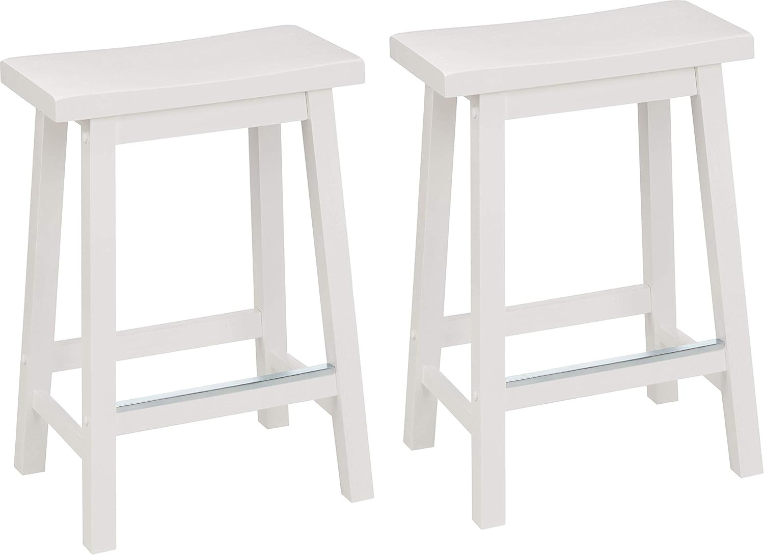 Sgabelli da Bar Bassi Set 2 in Legno Bianco Massello Cucina