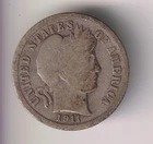 1911-D BARBER DIME 90% SILVER DENVER MINT 10¢ UNITED STATES AMERICA USA SILVER