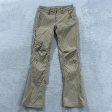 Prana Brown Chino Halle Roll Up Pants 2 Nylon Outdoor Hiking Trails Drawstring