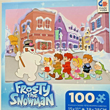 Frosty The Snowman Puzzle Follow Frosty Karen Friends 15x11 Jigsaw 100 Piece NEW