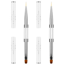 Double Ended Nail Art Brushes, 2 Pcs White Portable Builder Gel Brush French Tip