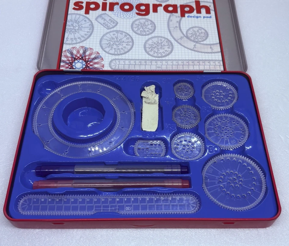 Spirograph Design Tin Set Original Super Deluxe Toy Kids Art Case Travel Kit 25 - Image 4 of 4